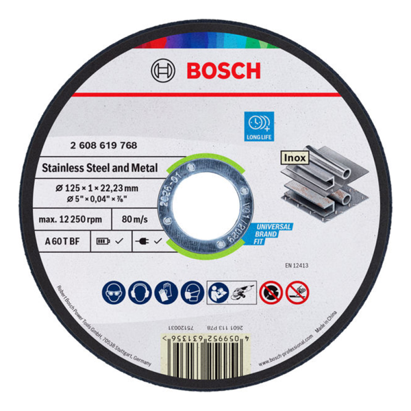 Disc de tăiere Stainless Steel and Metal BOSCH 125 x 1 x 22,23 mm