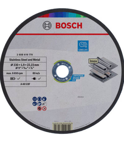 Disc de tăiere Stainless Steel and Metal BOSCH 230 x 1,9 x 22,23 mm