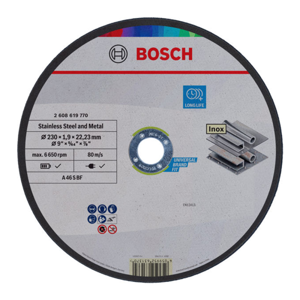 Disc de tăiere Stainless Steel and Metal BOSCH 230 x 1,9 x 22,23 mm